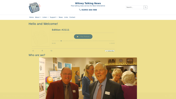 Screenshot of the Witney Talking News website