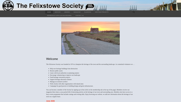 Screenshot of the Felixstowe Society website