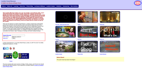 Screenshot of the Canal Museum Trust website