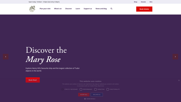Screenshot of the The Mary Rose Trust website