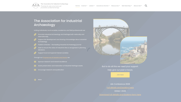 Screenshot of the Association For Industrial Archaeology website