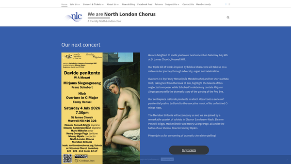 Screenshot of the North London Chorus website
