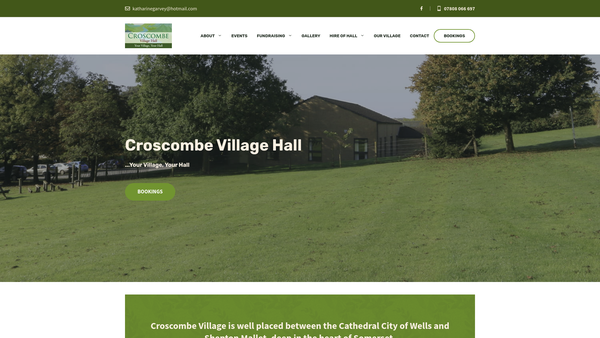 Screenshot of the Croscombe Village Hall Fund website