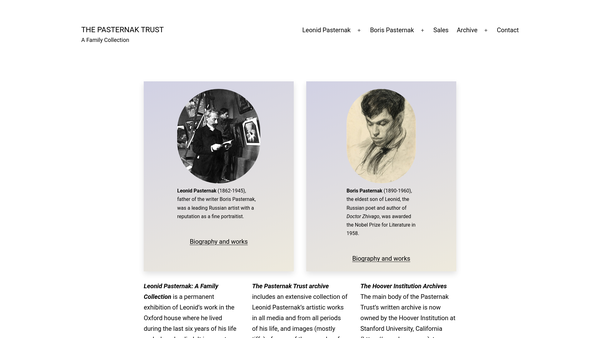 Screenshot of the The Pasternak Trust website
