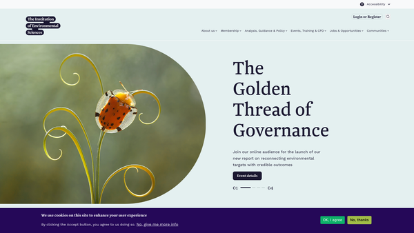 Screenshot of the The Institution Of Environmental Sciences Limited website