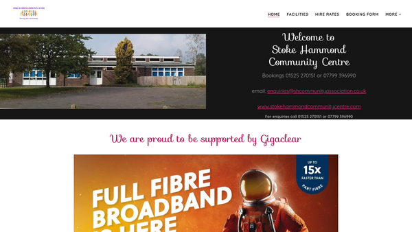 Screenshot of the Stoke Hammond Community Association website