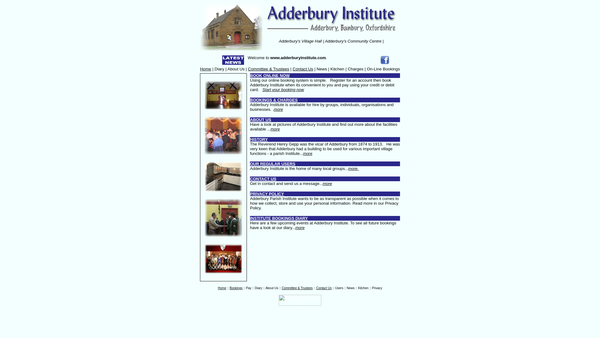 Screenshot of the Adderbury Parish Institute website