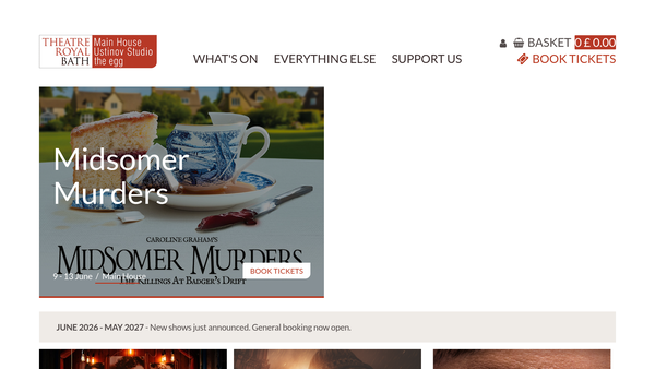 Screenshot of the The Theatre Royal Bath Limited website