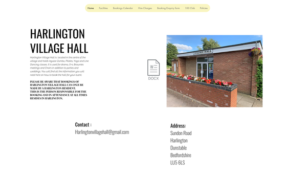 Screenshot of the Harlington Village Hall Trust website