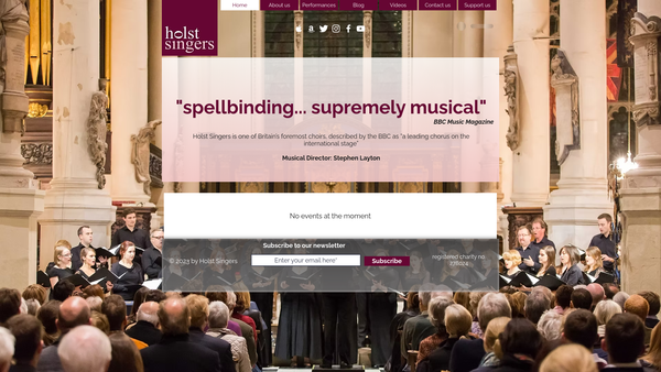 Screenshot of the The Holst Singers website