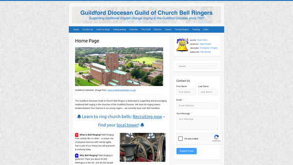 Screenshot of the Guildford Diocesan Guild Of Church Bell Ringers Bell Restoration Fund website