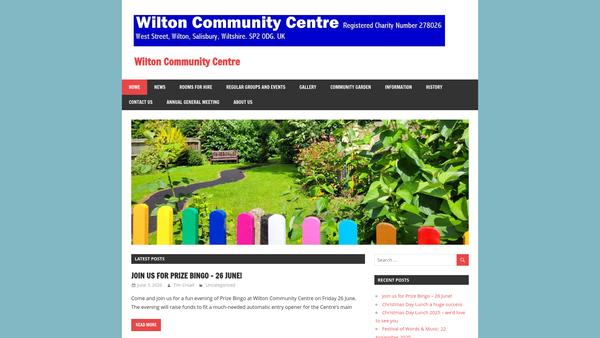 Screenshot of the Wilton Community Centre website