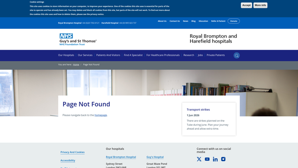 Screenshot of the Friends Of Royal Brompton Hospital website