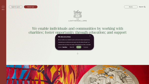 Screenshot of the The Leathersellers' Foundation website