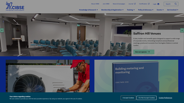 Screenshot of the The Chartered Institution Of Building Services Engineers website