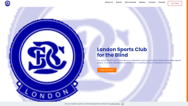Screenshot of the London Sports Club For The Blind website