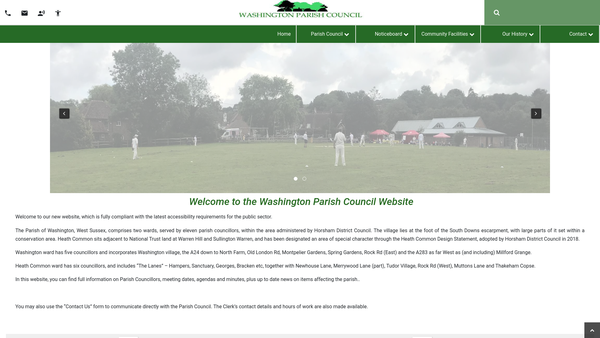 Screenshot of the Washington Recreation Ground Charity website