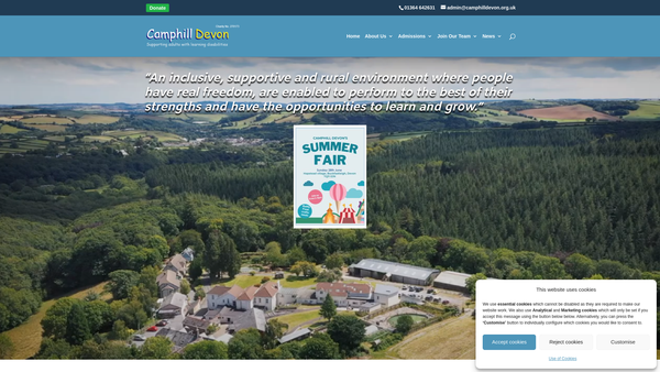 Screenshot of the Camphill Devon Community Limited website