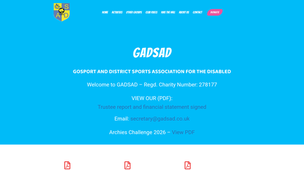 Screenshot of the Gosport And District Sports Association For The Disabled website