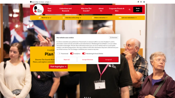 Screenshot of the The Guards Museum Trust website