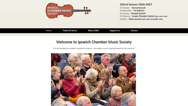 Screenshot of the The Ipswich Chamber Music Society website