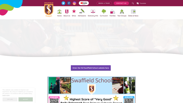 Screenshot of the Swaffield School PTA website