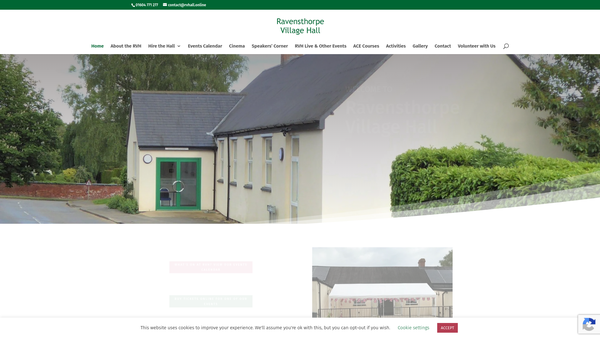 Screenshot of the Ravensthorpe Village Hall website