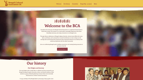 Screenshot of the The Bengali Cultural Association website