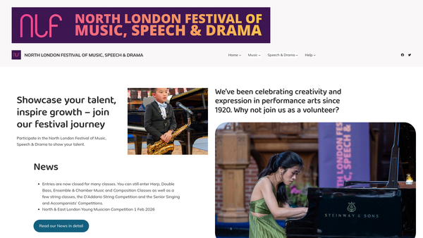 Screenshot of the North London Festival Council website