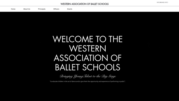 Screenshot of the Western Association Of Ballet Schools website