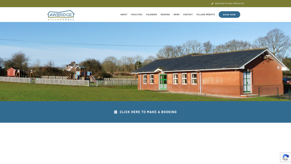 Screenshot of the Awbridge Village Hall website