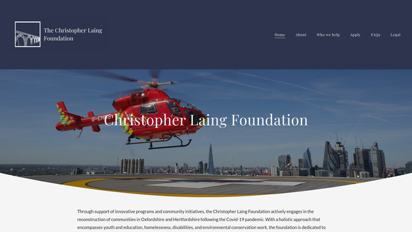 Screenshot of the The Christopher Laing Foundation website