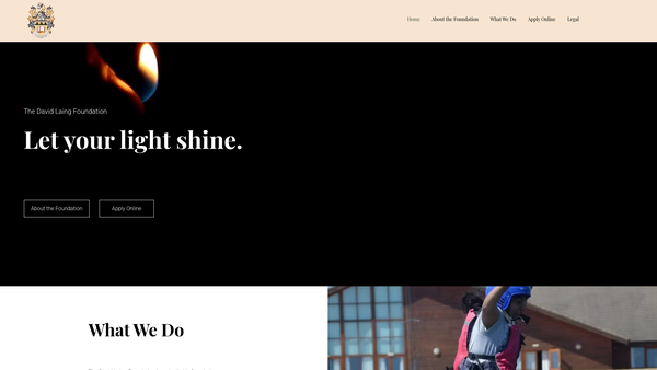Screenshot of the David Laing Foundation website