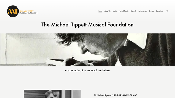 Screenshot of the The Michael Tippett Musical Foundation website