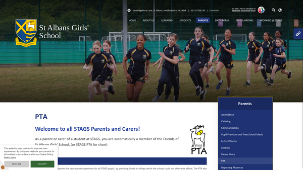 Screenshot of the Friends Of St Albans Girls School website
