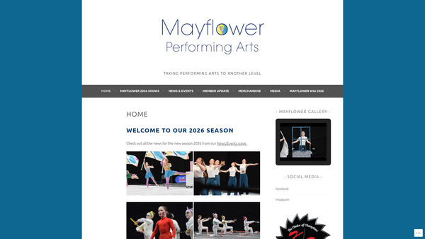 Screenshot of the Mayflower Performing Arts Group website