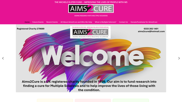 Screenshot of the Aims2cure website
