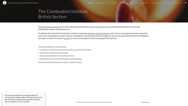 Screenshot of the Combustion Institute (British Section) website