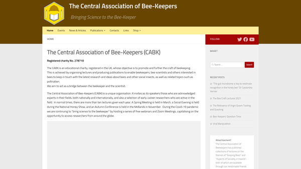 Screenshot of the The Central Association Of Bee-Keepers website