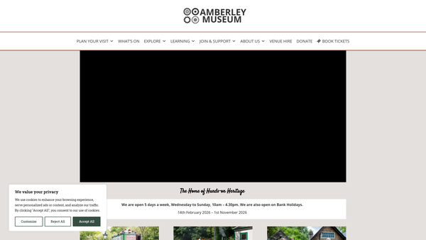 Screenshot of the Amberley Museum & Heritage Centre website