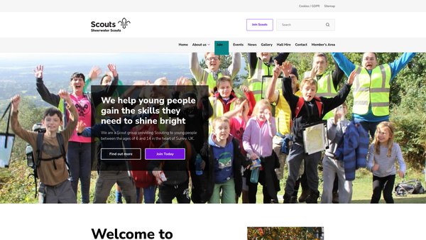 Screenshot of the Sheerwater Scout Group website