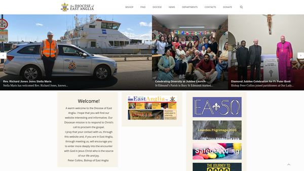 Screenshot of the East Anglia Roman Catholic Diocesan Trust website