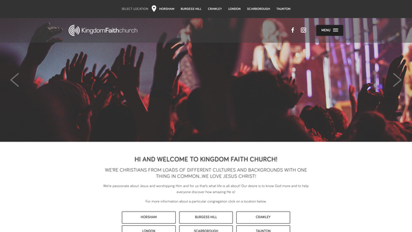 Screenshot of the Kingdom Faith Church website