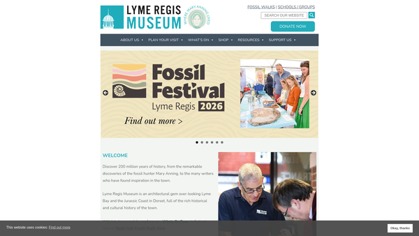 Screenshot of the Friends Of Lyme Regis Philpot Museum website