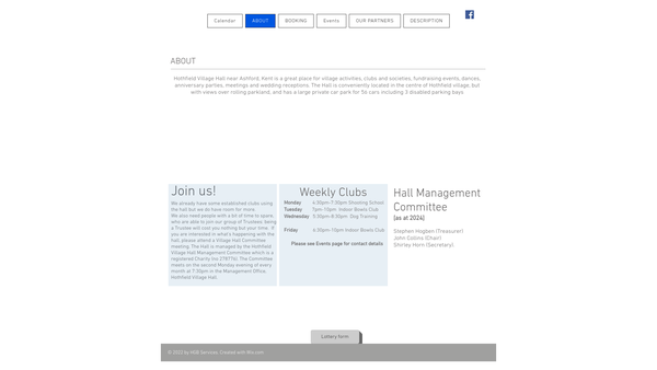 Screenshot of the Hothfield Village Hall website