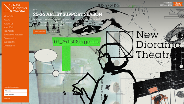 Screenshot of the New Diorama website