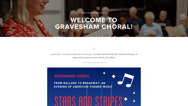 Screenshot of the Gravesham Choral Society website