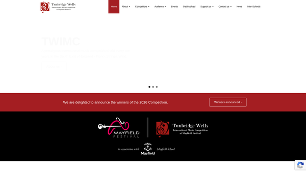 Screenshot of the Tunbridge Wells International Music Competition website