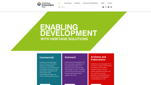 Screenshot of the Canterbury Archaeological Trust Limited website