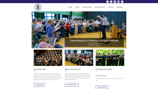 Screenshot of the Ipswich Choral Society website